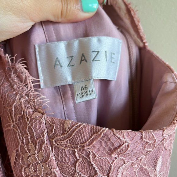 Azazie Pink Lace Halter Top Sleeveless Bridesmaid Dress Knee‎ Length Size… - Picture 3 of 8